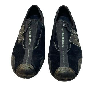 Merrell Arabesque Black Gold Leather Zip Sneakers Women’s Size 9